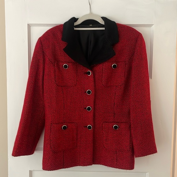 Italian vintage red and black wool blazer - Picture 1 of 6